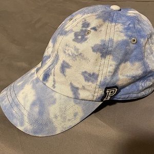 PINK Women's VS PINK Hat Blue Tie Dye Used Hat